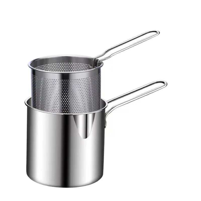 3-Layer Commercial Kitchen Home Use Stainless Steel Fryer Basket Non-Stick Induction Bottom Modern Korean Hot Pot Food Use