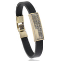 Simple Genuine Leather Bangle Letter Vintage Leather Easy Hook Cuff Bracelets for Men