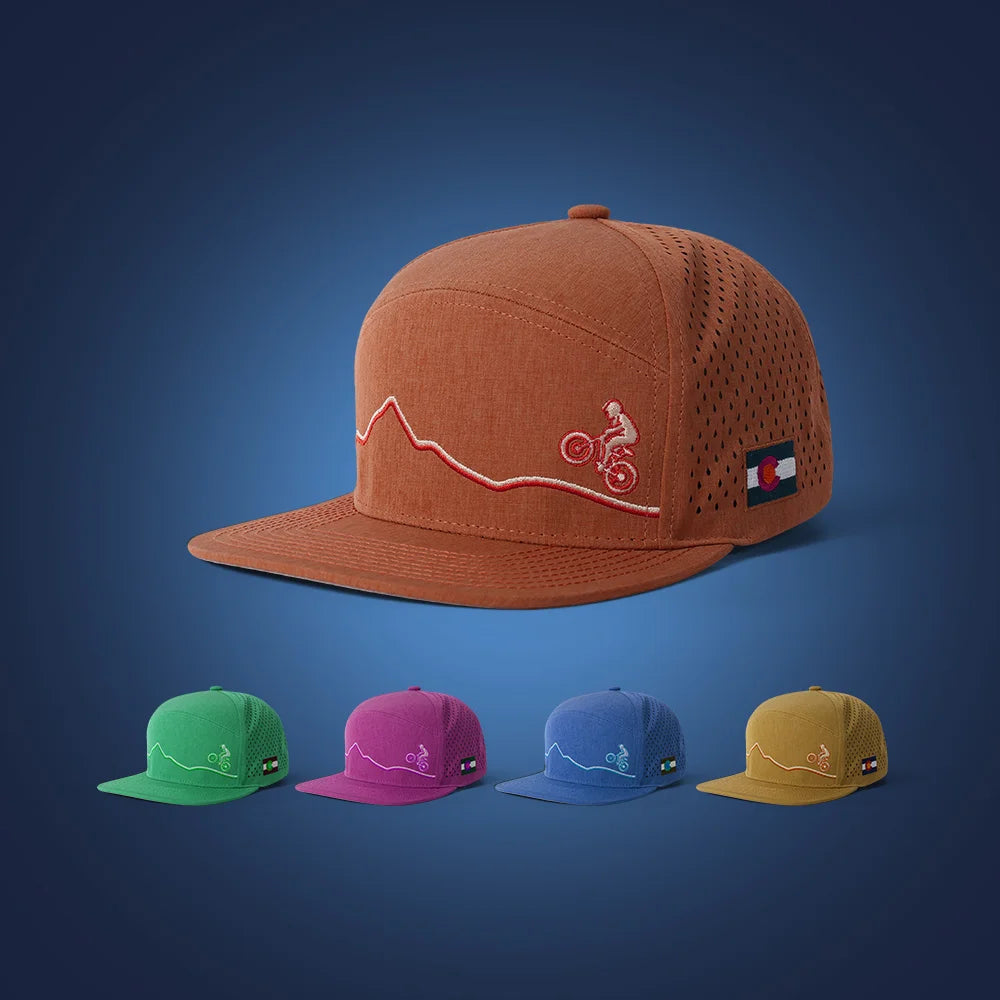 Custom 7 Panel Gorras Men Breathable Running Embroidery Hat Flat Bill Laser Holes Mesh Perforated Hat Snapback Cap