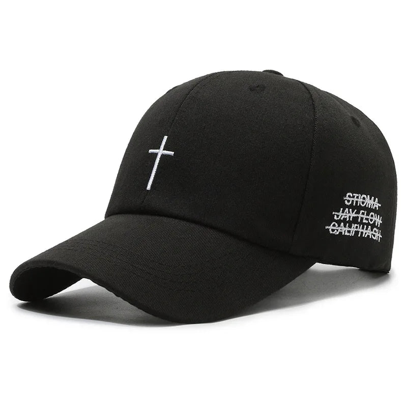 New Fashion Embroidery Cross Dobby Baseball Cap with Cross Chain Cotton Snapback Dad Hat Hip Hop Business Hat