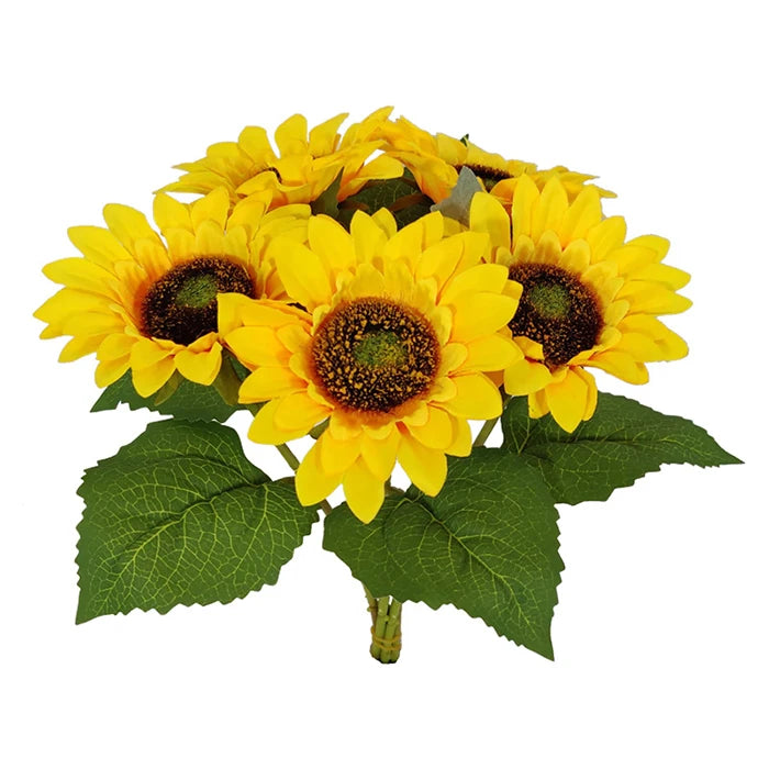 Handmade Realistic Silk Artificial Sunflowers in Cloth Wholesale for Easter Party Wedding Bouquet Arrangement with Stems