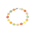 Wholesale YAZKY 18K Gold Plated Stainless Steel Women's Trendy Flower Daisy Chain Bracelets Enamel Colorful Jewelry Third Party