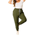 Plus Size Pant Solid Color Side Striped Pockets Joggers Slim Fit Sweatpants Pant Elastic Waistband Trouser With Drawstring