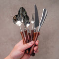 Luxury 304 Stainless Steel Flatware Set Vintage Dark Wood Handle Cutlery Knife Fork Spoon Service for Bistro Hotel Restaurant