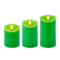 Matti's Home Decoration 3D Real Flame Pillar Green  Paraffin Wax Battery Operated Flickering Led Candle
