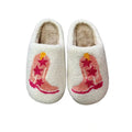 Cozy Winter Home Slippers Soft Plush Anti-Slip Embroidered Smiling Face Boots TPR Outsole and Fabric Insole