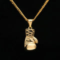 Custom Jewelry Punk Sporty Gloves Choker Necklace Gold Silver Black Boxing Gloves Pendant Stainless Steel Chain Necklace