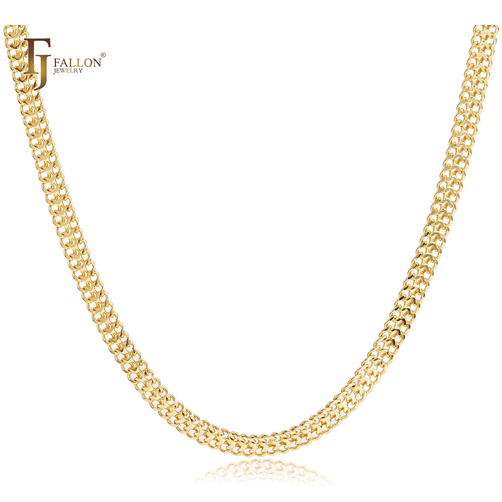 3mm FJ Fallon Fashion Jewelry Two-way Cuban Link Chain Plated in 14K Gold Brass Based