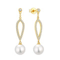 YILUN 925 Sterling Silver Pearl Drop Earrings Gold Plated CZ Dangle for Women Hypoallergenic and Stylish