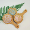 Eco-Friendly Mini Pocket Hair Brush for Kids Natural Bamboo Bristle Hair Detangling Laser Type Wood Material