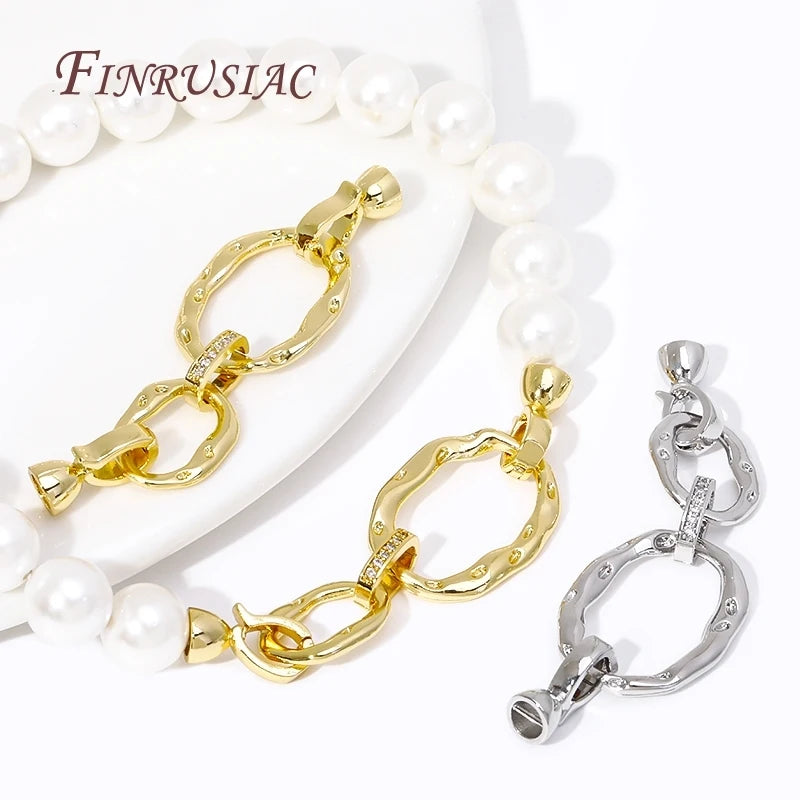 18K Gold Plated Brass Zircon Connector Clasps for DIY Jewelry Trendy Bracelet/Necklace Accessories Jewelry Findings Components