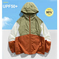 2023 Men Summer Ultralight Jacket Thin Windbreaker Patchwork Fashion Shiny Sunscreen Casual Zip-Up Coat Packable Bomber Jacket