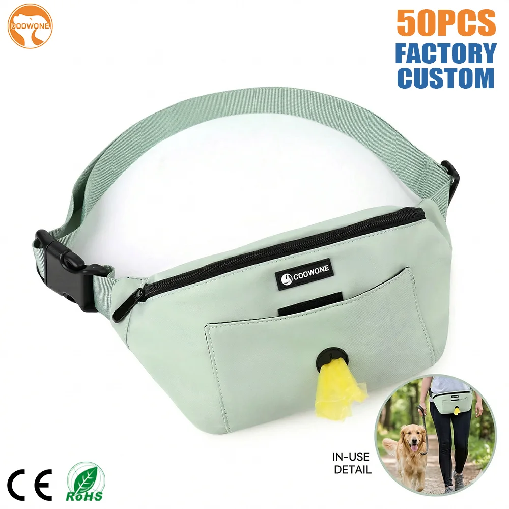 Factory OEM Custom Dog Walking Bag Hands Free Leash Attachment Waterproof Fanny Pack With Poop Bag Dispenser Training Pouch Bag