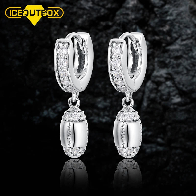 Fashion Design Hip Hop Jewelry White Gold Plated Brass AAAAA CZ Diamond Iced Out Drop Hoop Earring Women