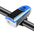 Solar USB Rechargeable Double Charging Horn Lamp Waterproof 4 Modes Bicycle Headlight Bicycle Light with Power Indicator