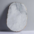 Multifunctional Natural Marble Stone Food Plate Irregular Gold Edge Display Plate Cheese Board Sushi Mat Phnom Penh Dinner Plate