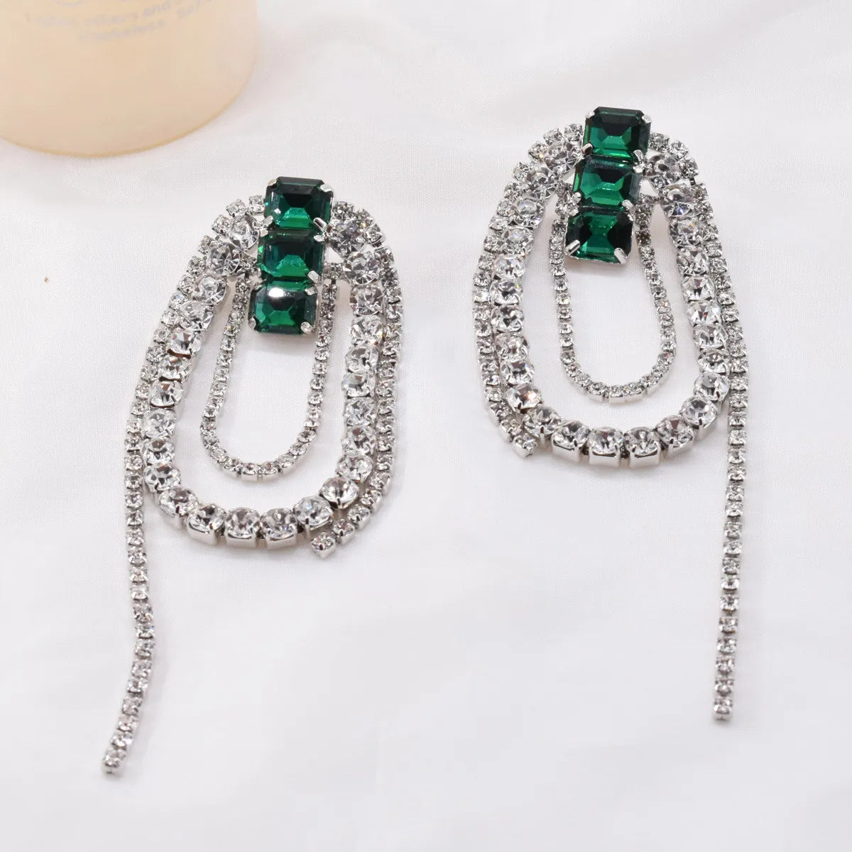 Emerald Earrings with Multi-layer Tassel Design - Exaggerated Personalized Fashion Statement Long Elegant Style Earrings