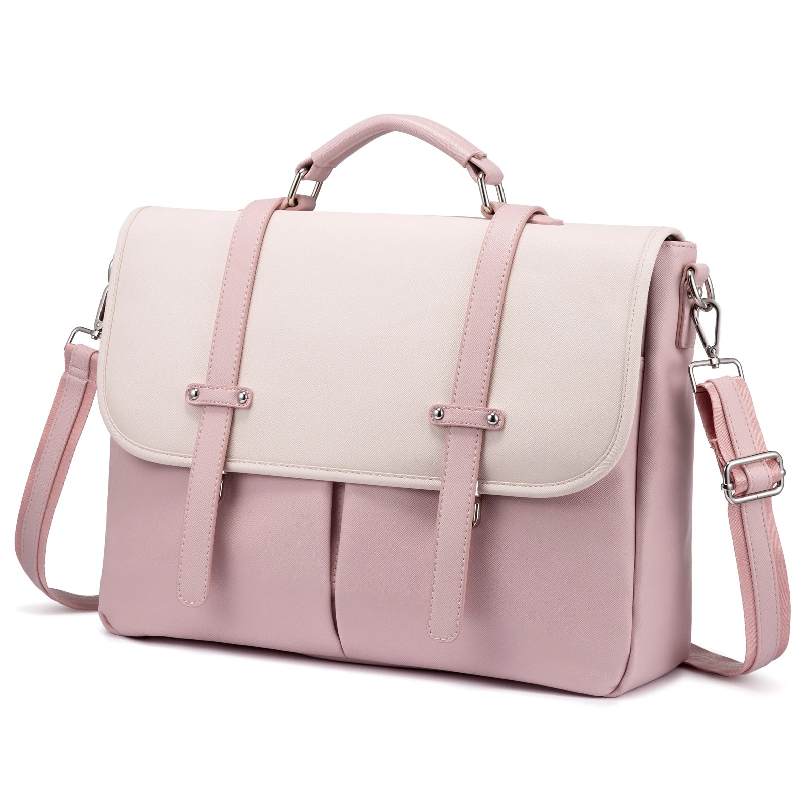 LOVEVOOK 15.6 Inches Multi-Pocket Leather Laptop Tote Work Bags Ladies Shoulder Messenger Briefcases Purses Laptop Bag for Women