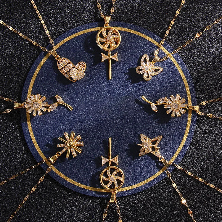 G1321 Jewelry Turning Rotating Butterfly Heart Windmill Spinner Necklaces Rotatable Fidget Spinning Rotate Anxiety Necklace