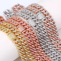 Fashion Hip Hop Jewelry 8mm Gold Plated Brass 1 Row 5A CZ Diamond Miami Cuban Link Chain Necklace for Men Women