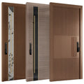 CE FSC Certificate Grill Design Grooving Solid Core Wooden Front Entrance Doors Big Wood Front Door Main Entrance Wood Door