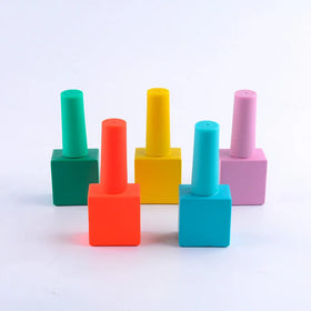 Square 10ml Glass Nail Polish Bottle Colorful and Empty with Screw Cap Sealing