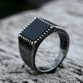 SS8-844R New Design 316L Stainless Steel Men's Ring Signet Solid Onyx Stone Ring Simple Fashion Vintage Jewelry Party Gift