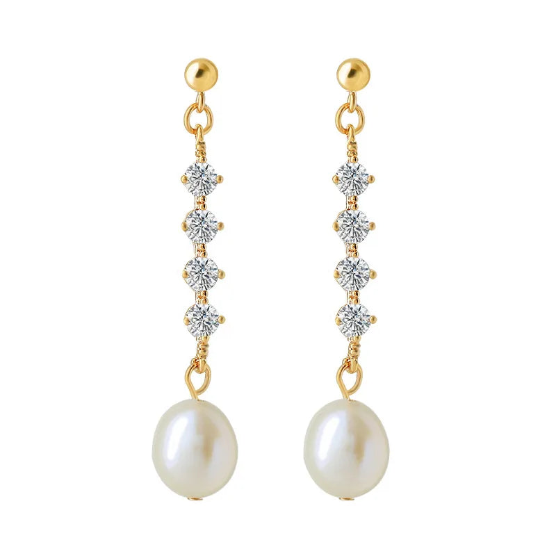 Trend Beautiful Zircon Pearl Tassel Earrings Korean New Fashion Feminino Party Jewelry Gifts