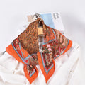QL Large Square Crepe Hijab Floral Print Pleated Bandanna Scarf Wrinkle Silk Headscarf for Women Party Style for Summer