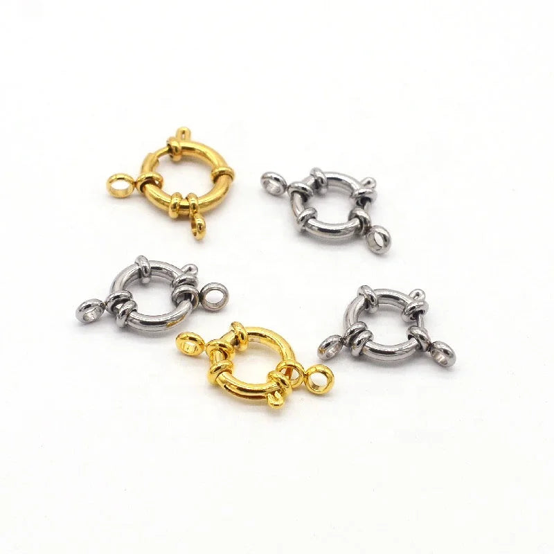 BSCI AUDIT Factory Stainless Steel Spring Ring Clasp Sailor Clasp with Loops Jewelry Making Findings & Components