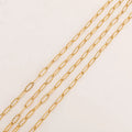 PVD 18k Gold Stainless Steel Oval Pattern Engraved Link Chain for DIY Jewelry