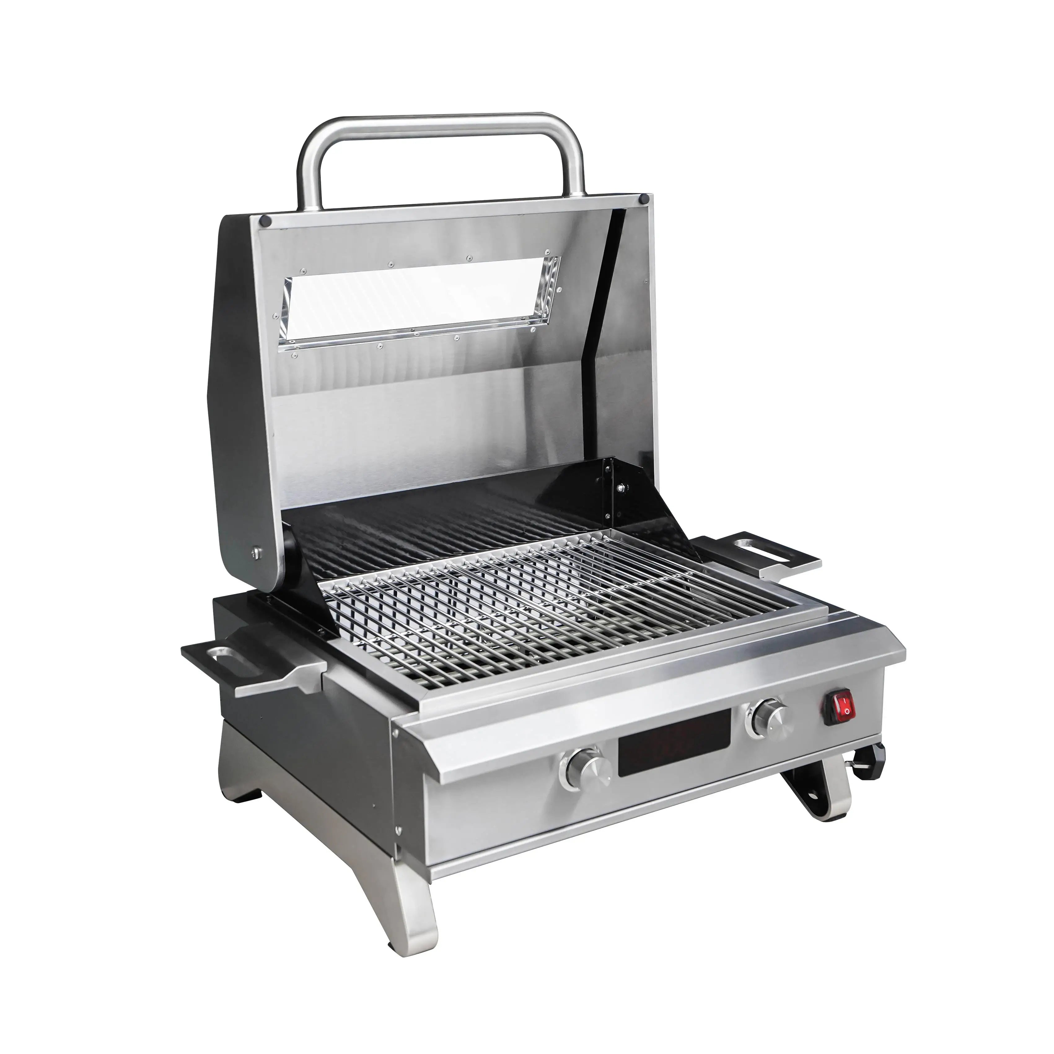 1200W Heavy-Duty Electric BBQ Grill Premium Stainless Steel Design 450â„ƒ Temperature Range Cast Iron Griddle for Premium Heating