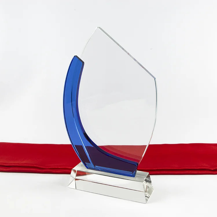 Factory Wholesale Blank Crystal Glass Trophy Customized Wooden Award Plaque clear Crystal Award Trophy