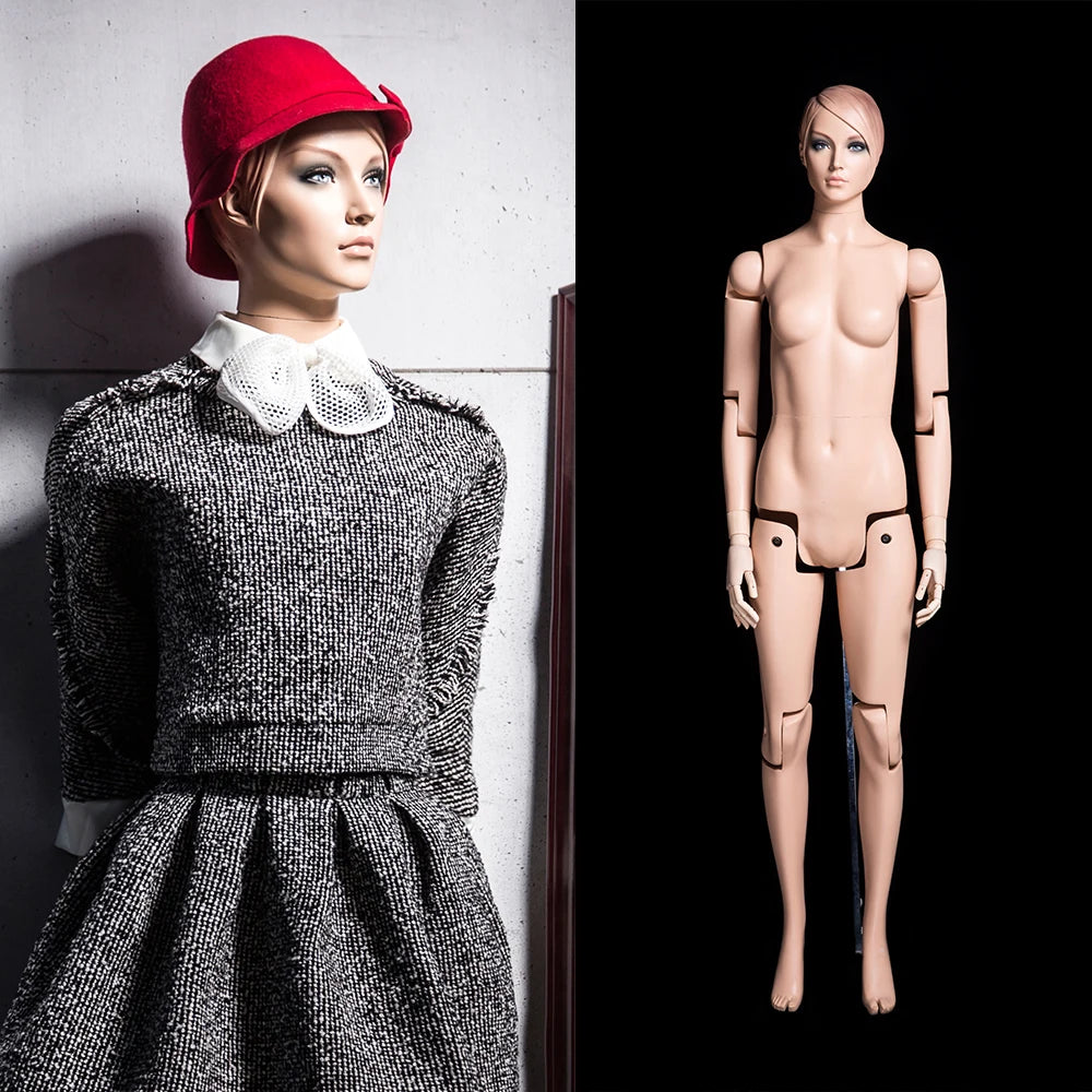 FM01 Skin Color Makeup Movable Mannequin Female Fiberglass Articulated Full Body Realistic Adjustable Mannequin