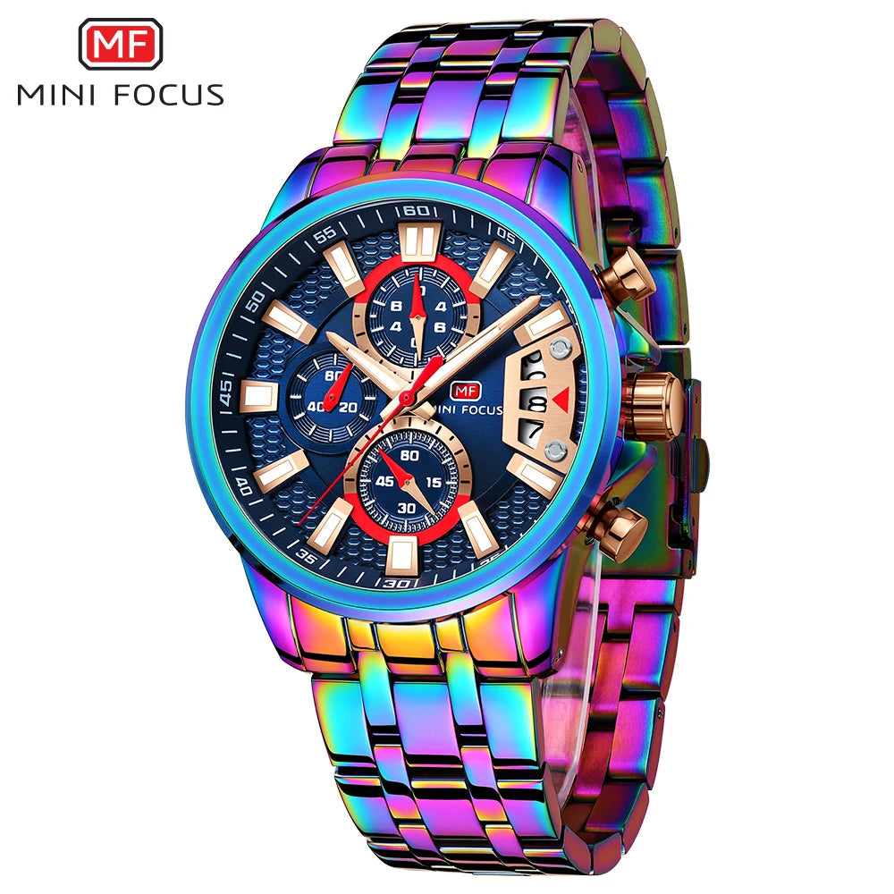 MINI FOCUS 0352 Male Watch Luxury Business Quartz Watch for Men with Luminous Hands Chronograph Date 3ATM Waterproof Wristwatch MegaBDM