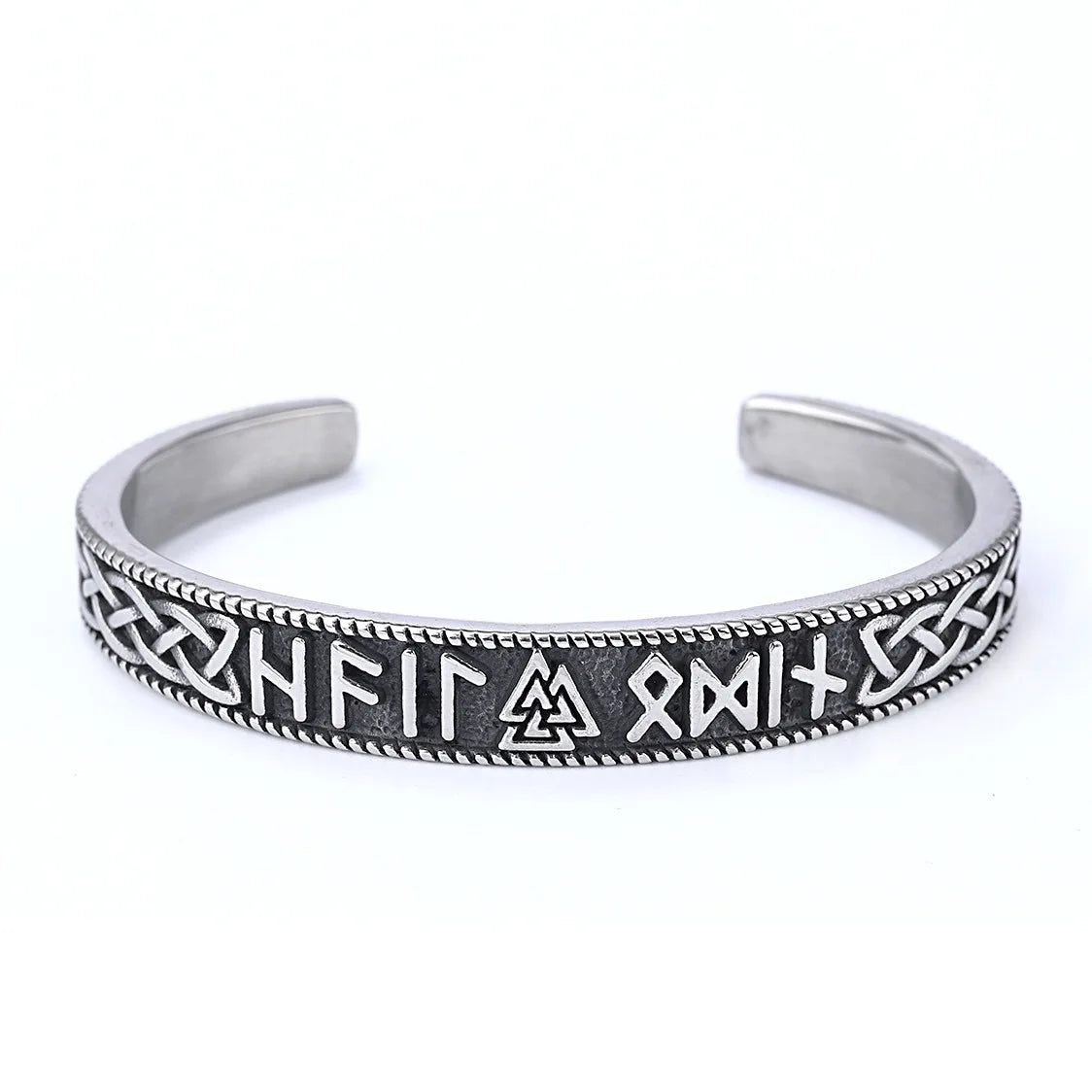 Norwegian Viking Jewelry Stainless Steel Mens Wristband Norse Valknut Armring Viking Runes Bangle Viking Wristband