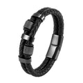 New Trendy Stainless Steel Magnetic Clasp Braided Genuine Leather Charm Men's Bracelet 21cm Gift