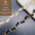 Bar Code Embroidery Lace Trim in Black White Gold with Rose Water Soluble for Clothing & Shoe Accessories Fabric