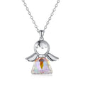 S925 Silver Necklace Women's Korean Edition Crystal Hollow Angel Pendant Necklace Silver Jewelry New Link Fine Jewelry Necklaces