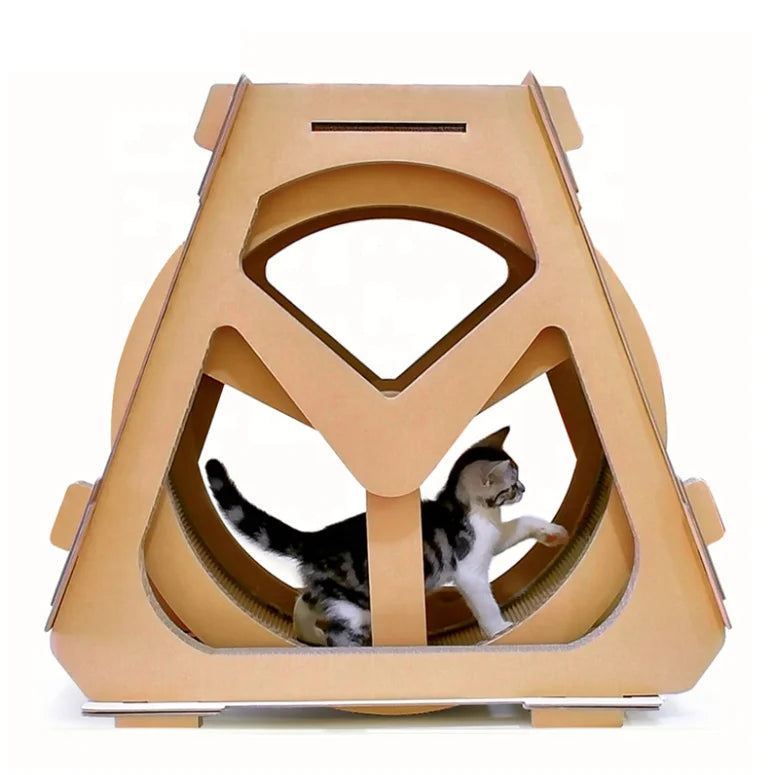 Pet Cat Running Wheel Exercise Treadmill Rotation Cat Scratcher Board Corrugated Paper Sports Climbing Frame Cat Wheel Treadmill