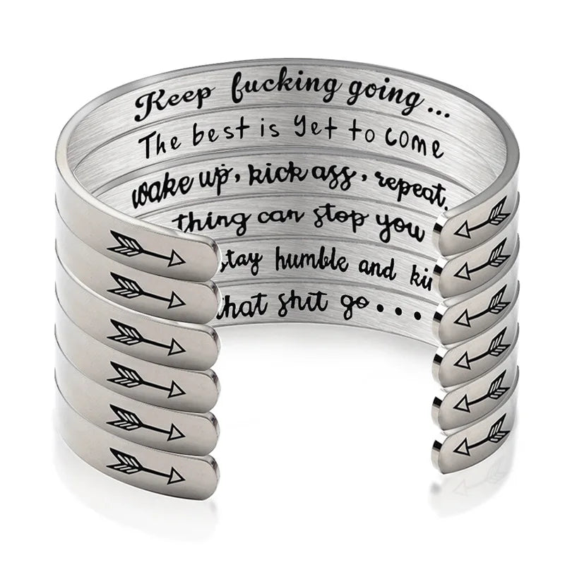 Stainless Steel Bracelet C-shaped Open Bracelet Inspirational Lettering GOING Gift Bracelet
