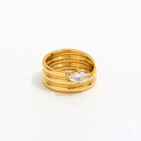 Fenny 18K Gold Plated Waterproof&No Fade Fashion Multi-layer Spiral Camber Luxury Zirconia Stainless Steel Wholesale Jewelry