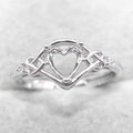 Semi Mount 6*6mm Sterling Silver Ring Heart Shape Empty Frame Blank Support Claw Setting S925 Base Without Center for DIY Inlay