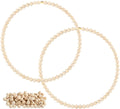 Tailai 12 Inch Metal Floral Hoop Ring with Wooden Beads for DIY Home Wall Front Door Decor and Wall Hanging.