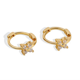 Zircon Flower Earrings for Women Hoop Earrings New Design Luxury Wedding 2023 Trending Jewelry Free Shipping