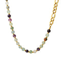 Stainless Steel 18K Gold Plated Chain Link Natural Handmade Beaded Necklace with Natural Fluorite Fashion Women Jewellery