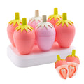 Reusable Easy Release Strawberry Ice Cream Mold Food Grade Silicone Children's Homemade Popsicle Box Container Ice Cube Tray