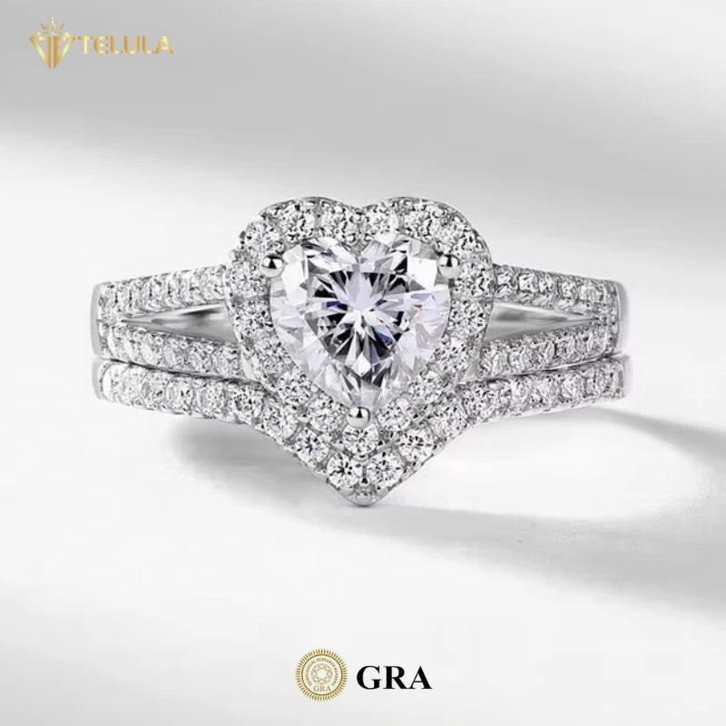 1ct Heart-Shaped Moissanite Ring S925 Sterling Silver Diamond Set Jewelry Gift Moissanite Diamond Ring