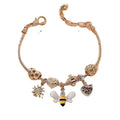 Wholesale New No Fade Women Diy Handmade Beaded Charm Bracelet Flower Heart Bee Pendants Bracelets