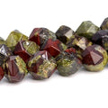 Wholesale Natural Dragon Blood Jasper Diamond Cutting Faceted Gemstone Loose Beads 15.5"